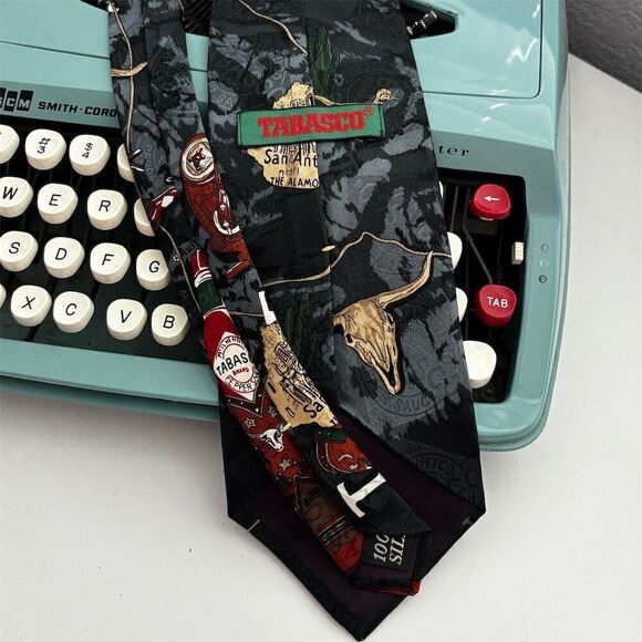 Texas Themed Tie with Tabasco Print - Picture 6 of 7
